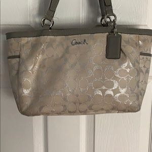 Coach handbag Gray, Silver and Tan